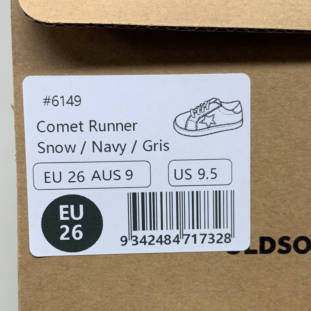 OLD SOLES Comet Runner Sneakers Kid’s Sz 9.5 EU 26 Snow/Navy/Gris #6149