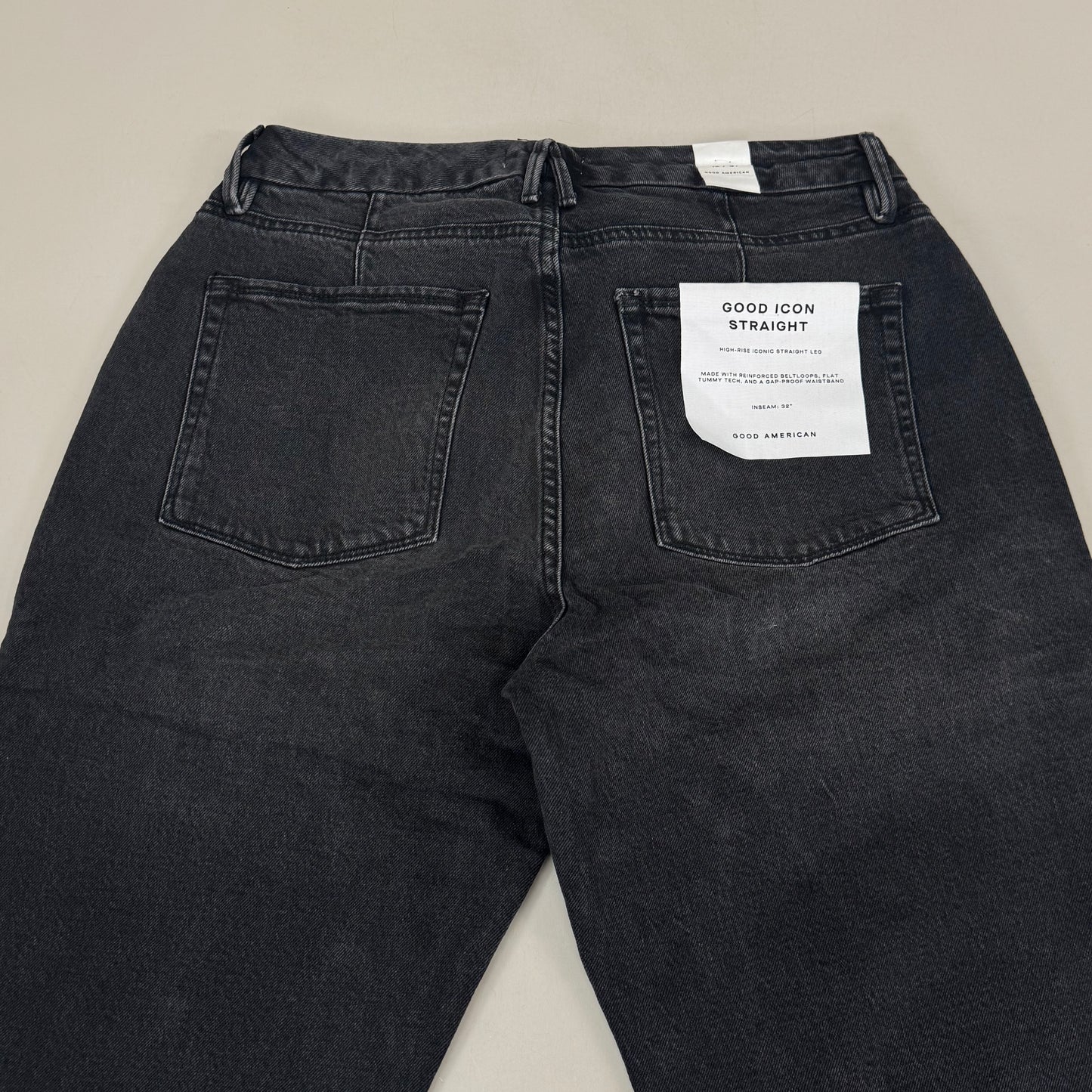GOOD AMERICAN Good Icon Straight Jeans Women's Sz 12 Black376 GDS150B