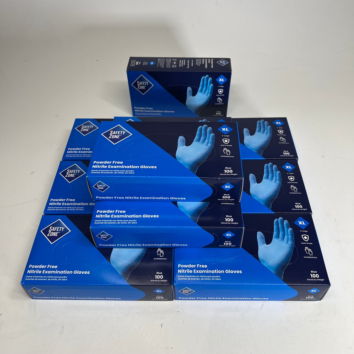 SAFETY ZONE (10 PACK, 100 EACH)  Powder Free Nitrile Examination Gloves Sz XL