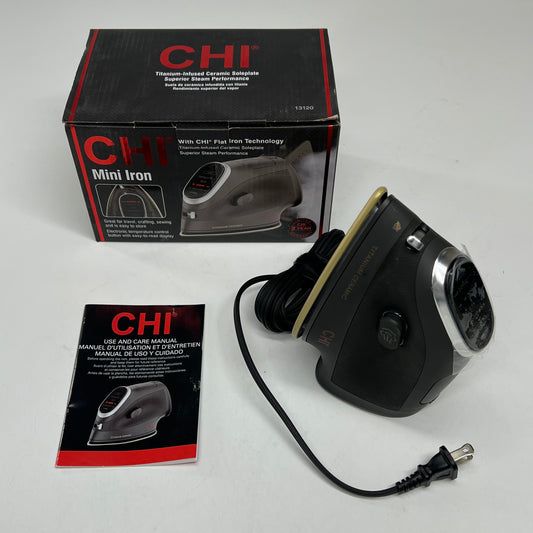 CHI Mini Steam Iron 3 Way Auto Shut Off Lightweight 1000w Brown/Gold 13120