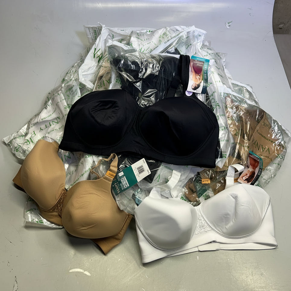 ZA@ VANITIY FAIR Lot Of Assorted Sport Bras Women's Variety Sz Tan/White/Black