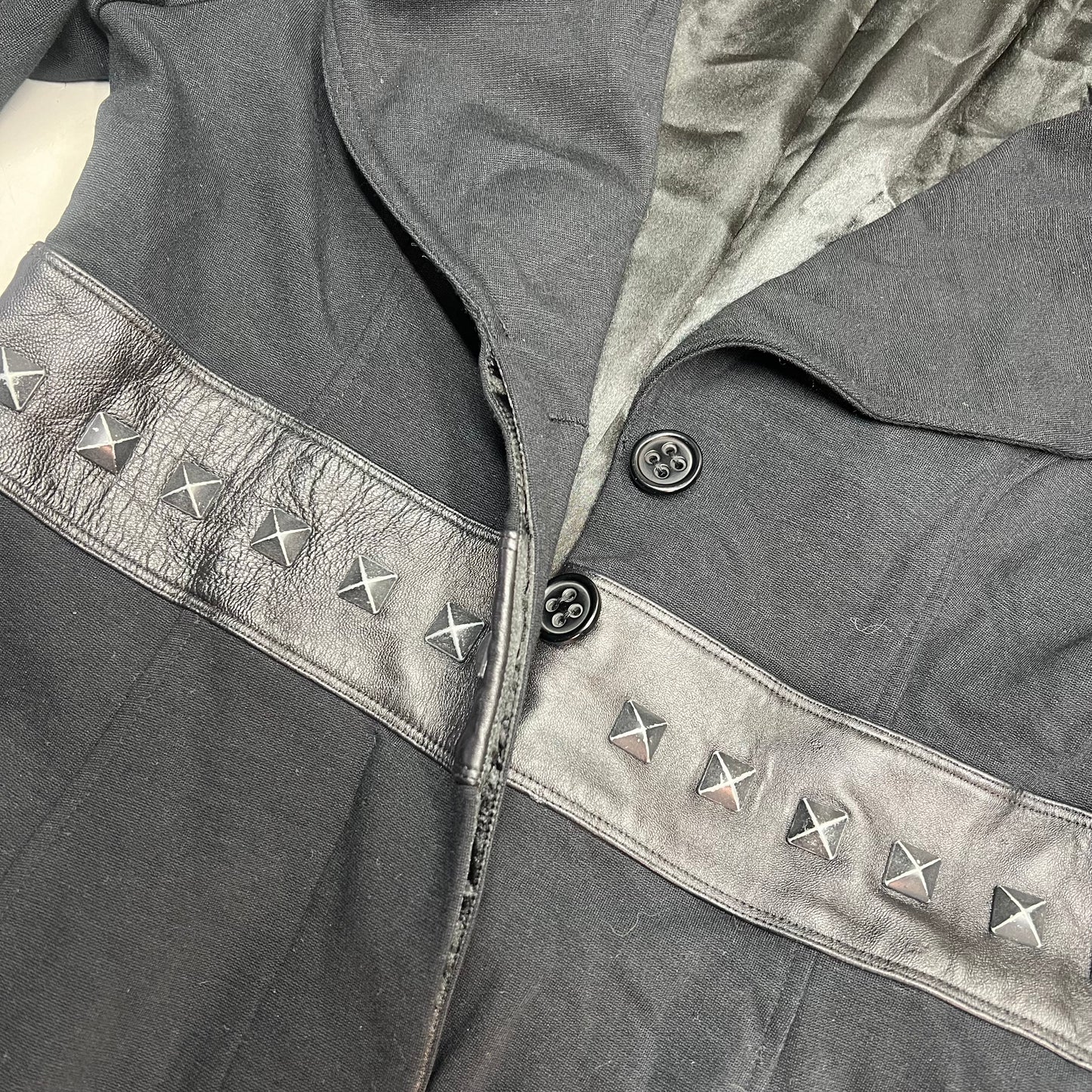 BEBE Studded Leather Button Closure Jacket Women's Sz M Black (Pre-Owned)