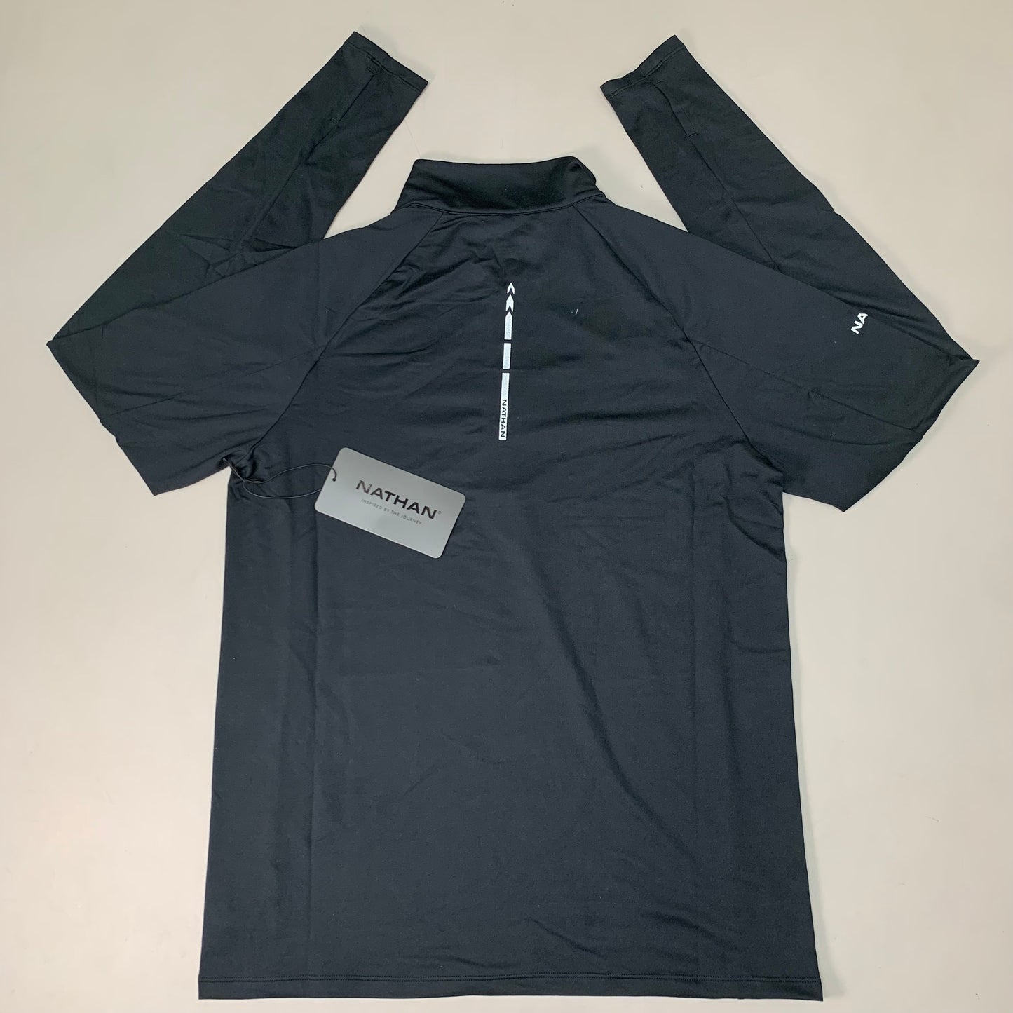 NATHAN Tempo 1/4 Zip Long Sleeve Shirt 2.0 Men's Small Black NS50960-00001-S (New)
