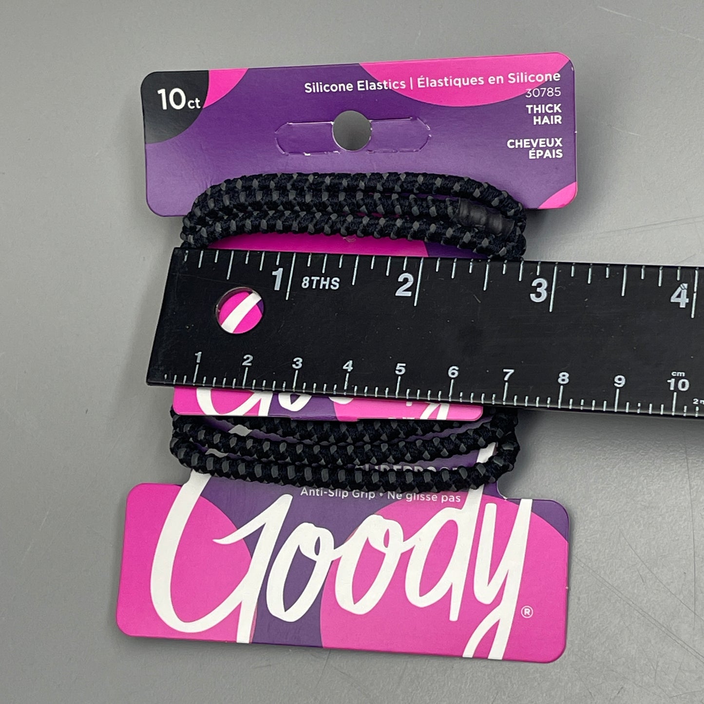 GOODY 3 Sets of 10! Anti-Slip Elastics for Thick Hair 30 CT Black/Grey 3000126 (New)