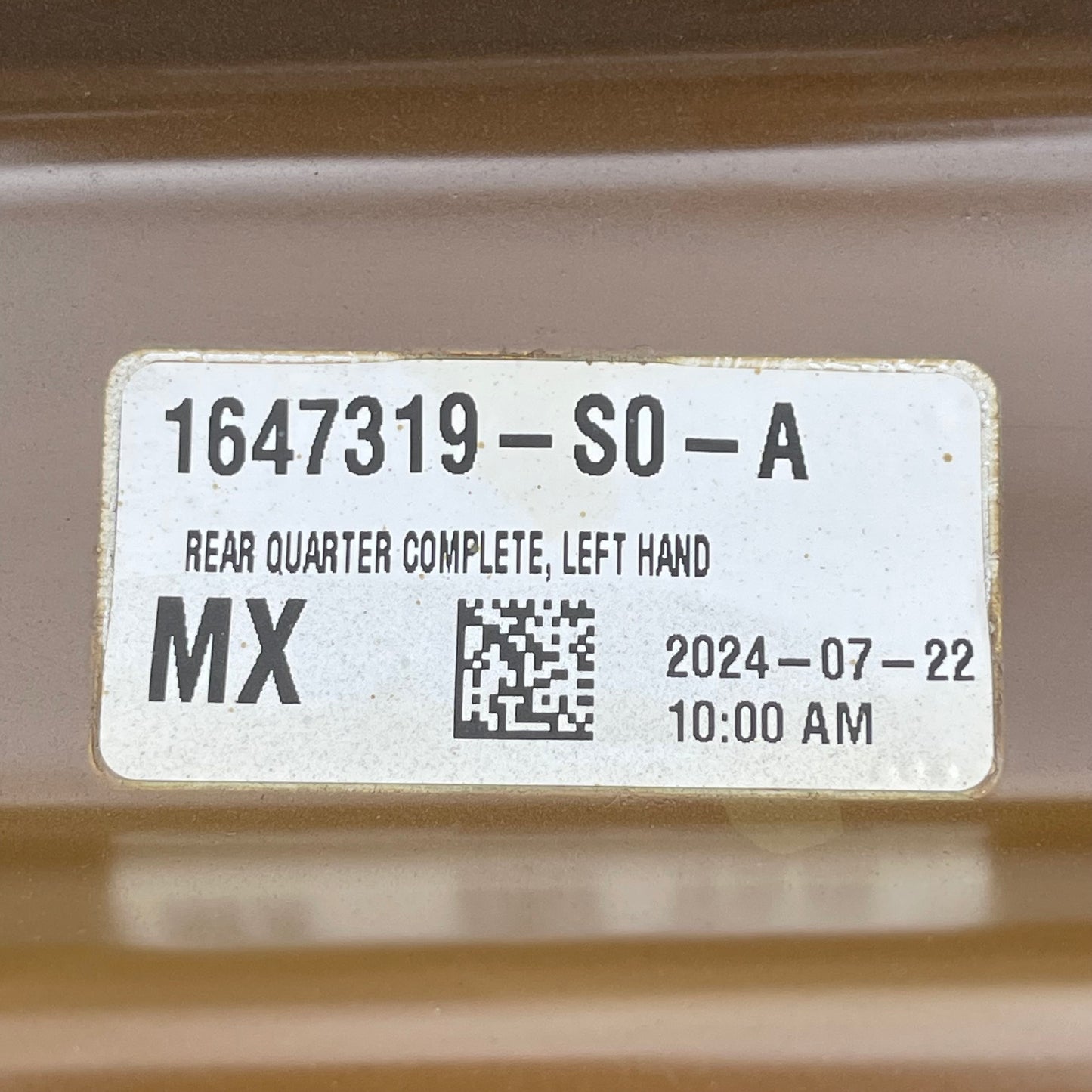 ZA@ Pallet of TESLA Model X Plaid Rear Left Complete Quarter Panel Assembly Brown 1647319-SO-A (AS-IS)