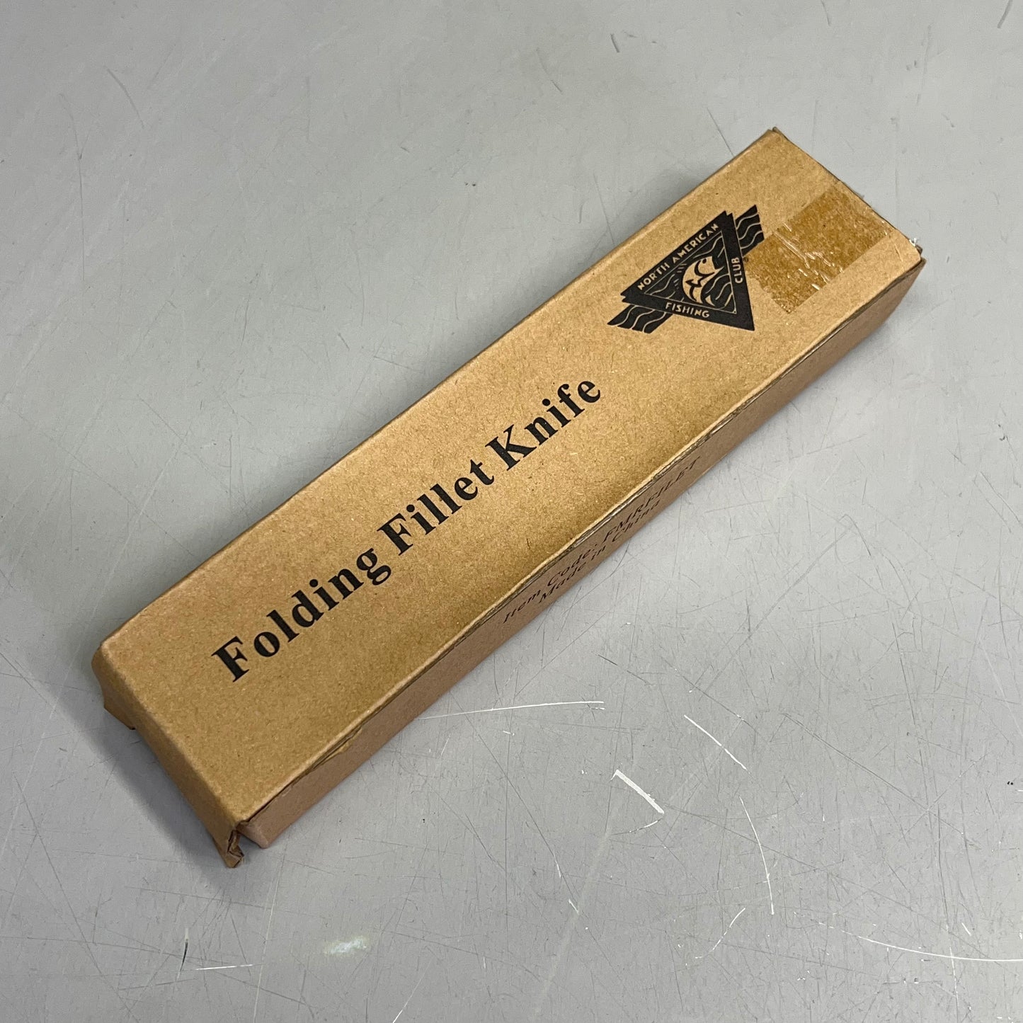 NORTH AMERICAN  Folding Fillet Knife W/ Case 14" Extended Brown Wood FMRFILET