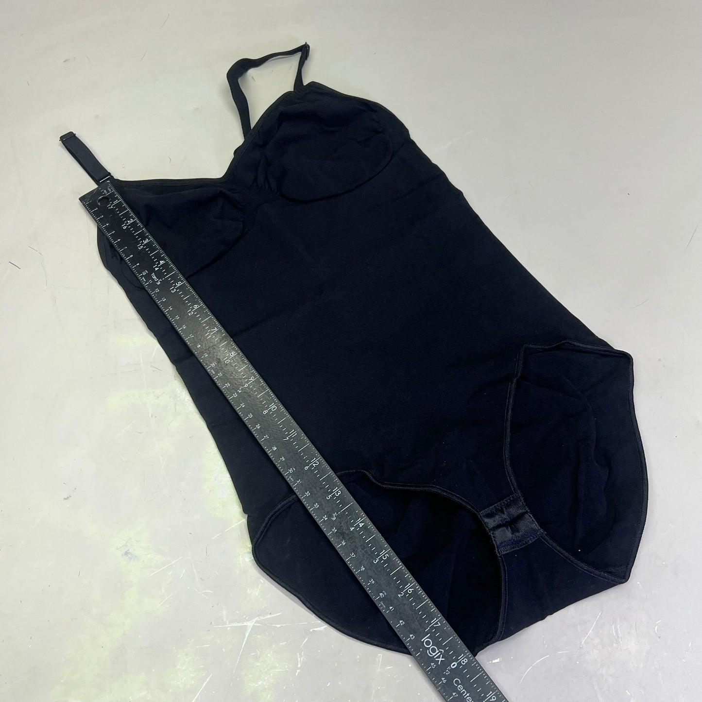 LUXMERY Breathable Stretch Fabric Low Back Sculpting Body Suit Sz L Black