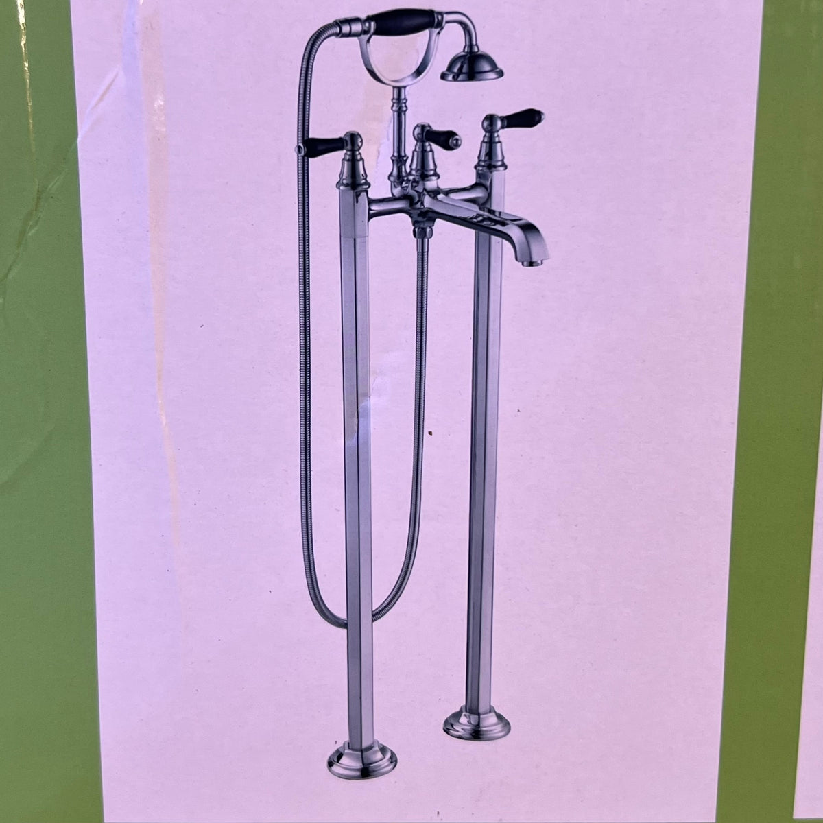WOODBRIDGE Freestanding Bathtub Faucet Floor Mount Tub Filler with Handheld Shower Sz 39.5"H x 10.5"W - Chrome KF201-CH