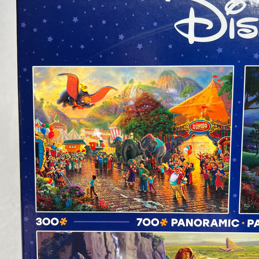 ZA@ DISNEY Multiple Panoramic Jigsaw Puzzle Of Disney Scenes 300, 500 & 700 Piece 1124-3 (As-Is - Damaged Back of Box)