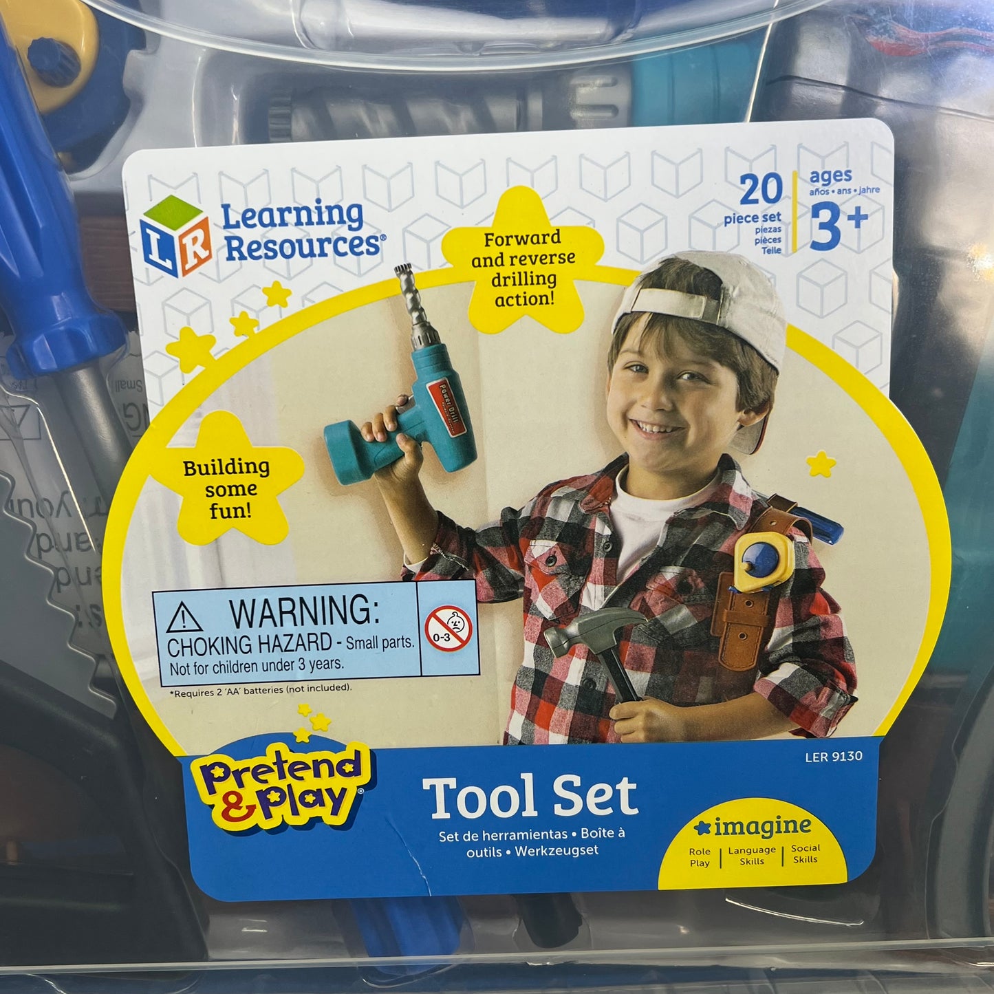 LEARNING SOLUTIONS Pretend & Play Work Belt Tool Set Ages 3+ 20 Pieces LER9130