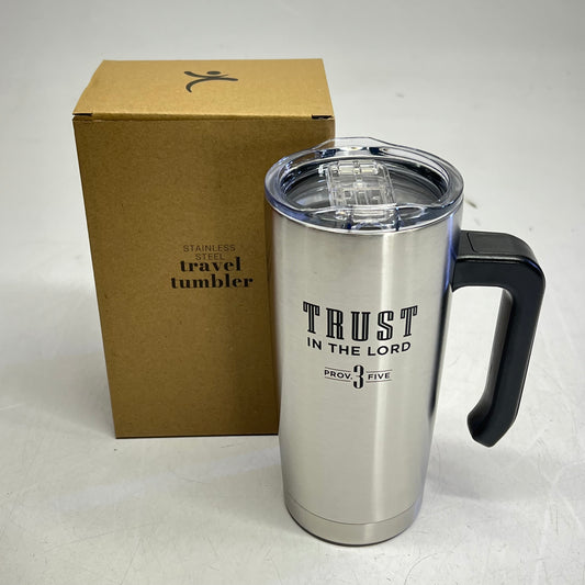 CHRISTIAN ART GIFTS Psalm 3:5 Travel Mug with Handle  18 fl oz Silver SMUG329