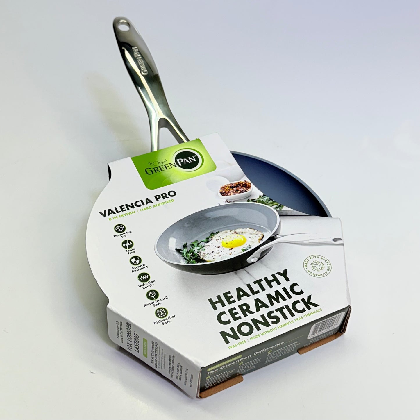 THE ORIGINAL GREEN PAN Valencia Pro 8" Frypan Ceramic Nonstick Gray PFAS Free
