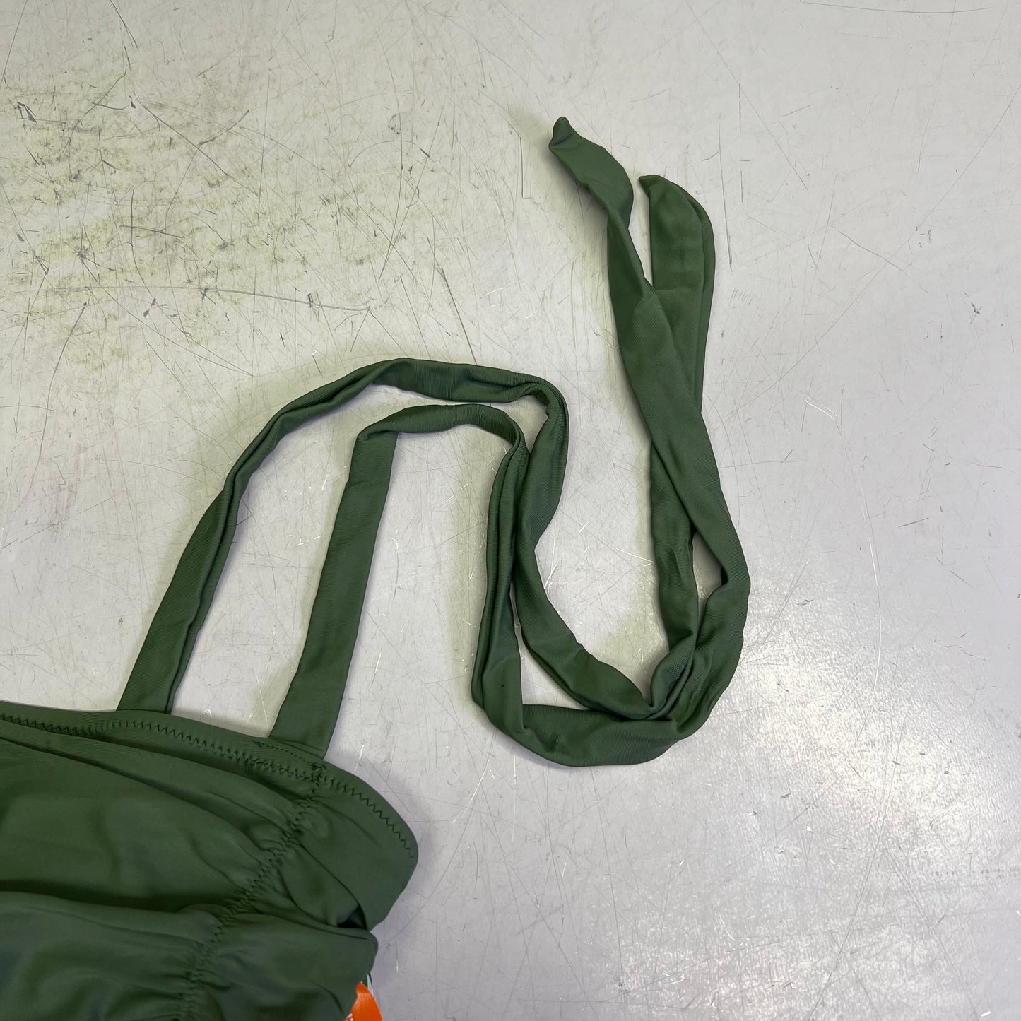 CHARMO Tie Strap One Piece Scrunched Torso Swimsuit Women's Sz M Olive Green