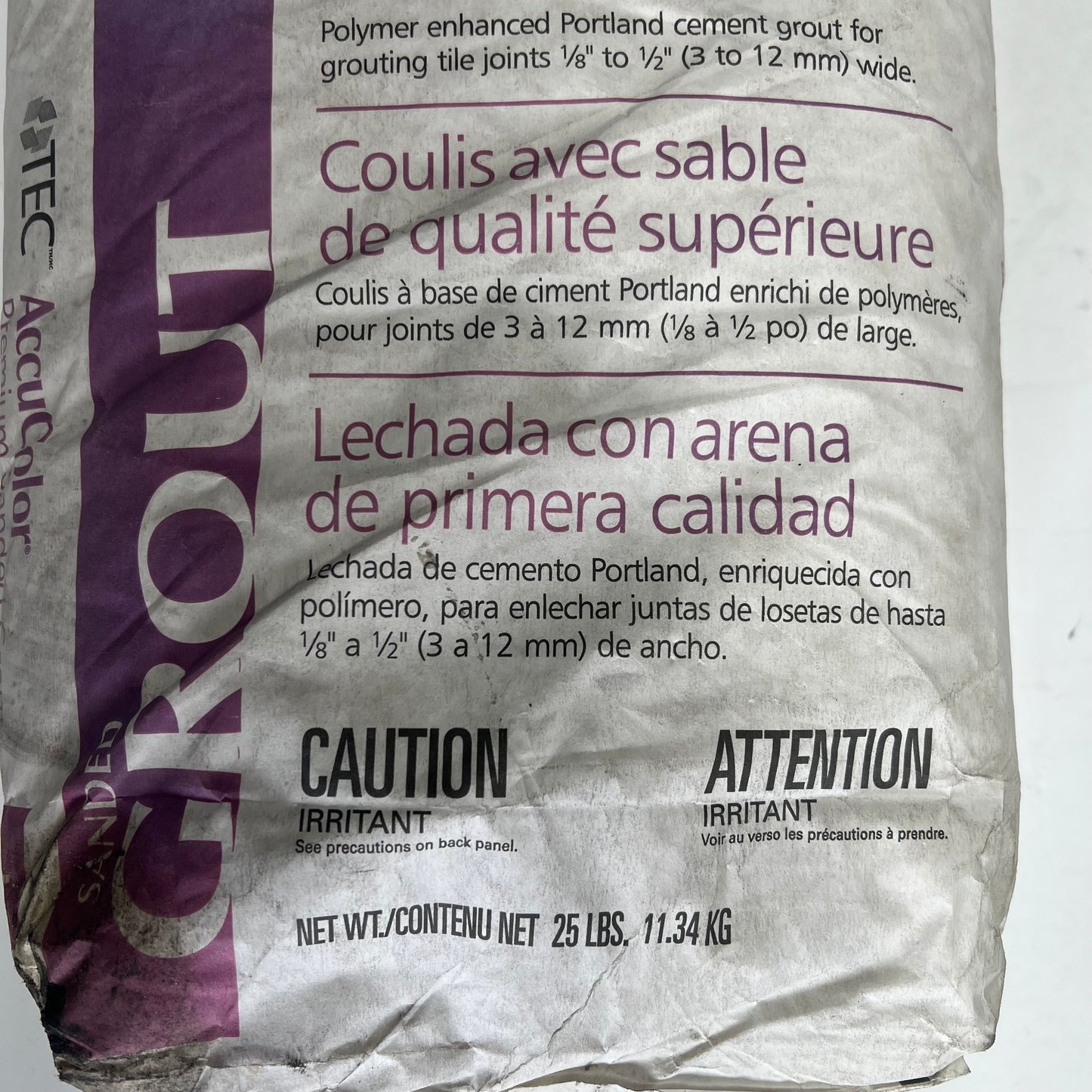 ZA@ TEC Accucolor Premium Sanded Grout Polymer Enhanced 25 Lb Bag 933 Standard Grey 650 |(As-Is)