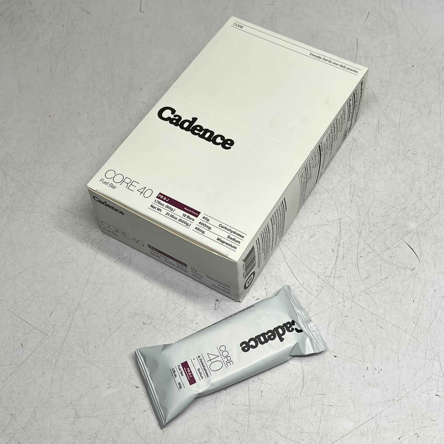 CANDENCE (12 PACK) Core 40 Fuel Snack Energy Bar Pb & J Flavor  1.76oz BB 08/26