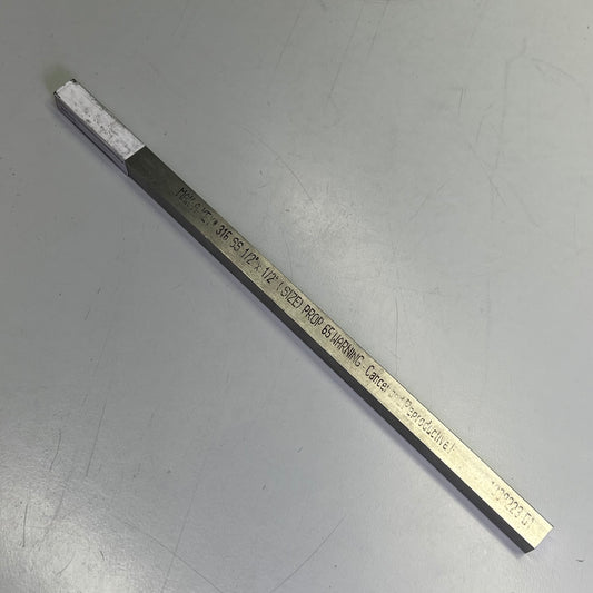 APPROVED VENDOR Key Stock Make A Key 316 Stainless Steel 1/2" X 1/2" 5UE25