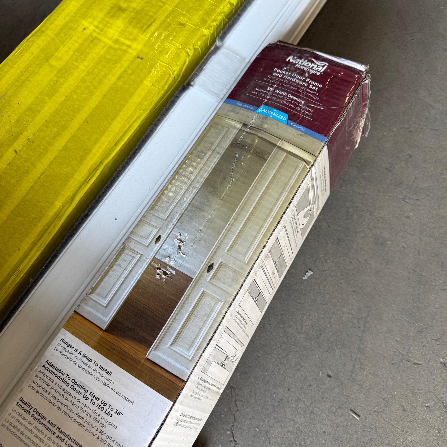 ZA@ Pallet of MIXED Rolls of Thick Blue Vinyl, Clear Vinyl, Pocket Door Frame, Lighting, & MORE! (AS-IS)