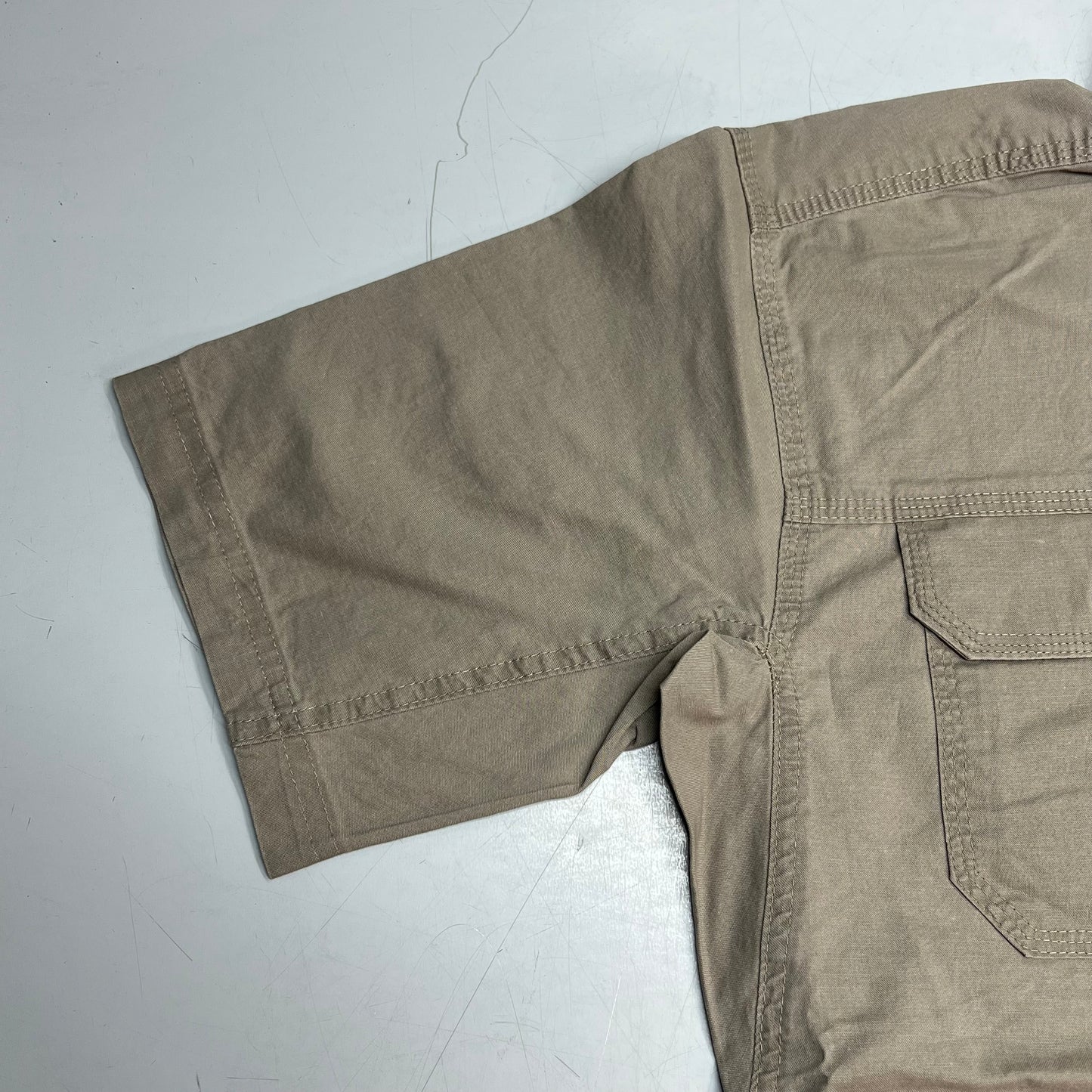 NOBLE OUTFITTERS Short Sleeve Weathered Work Shirt Men's Sz XL-R Khaki 12005