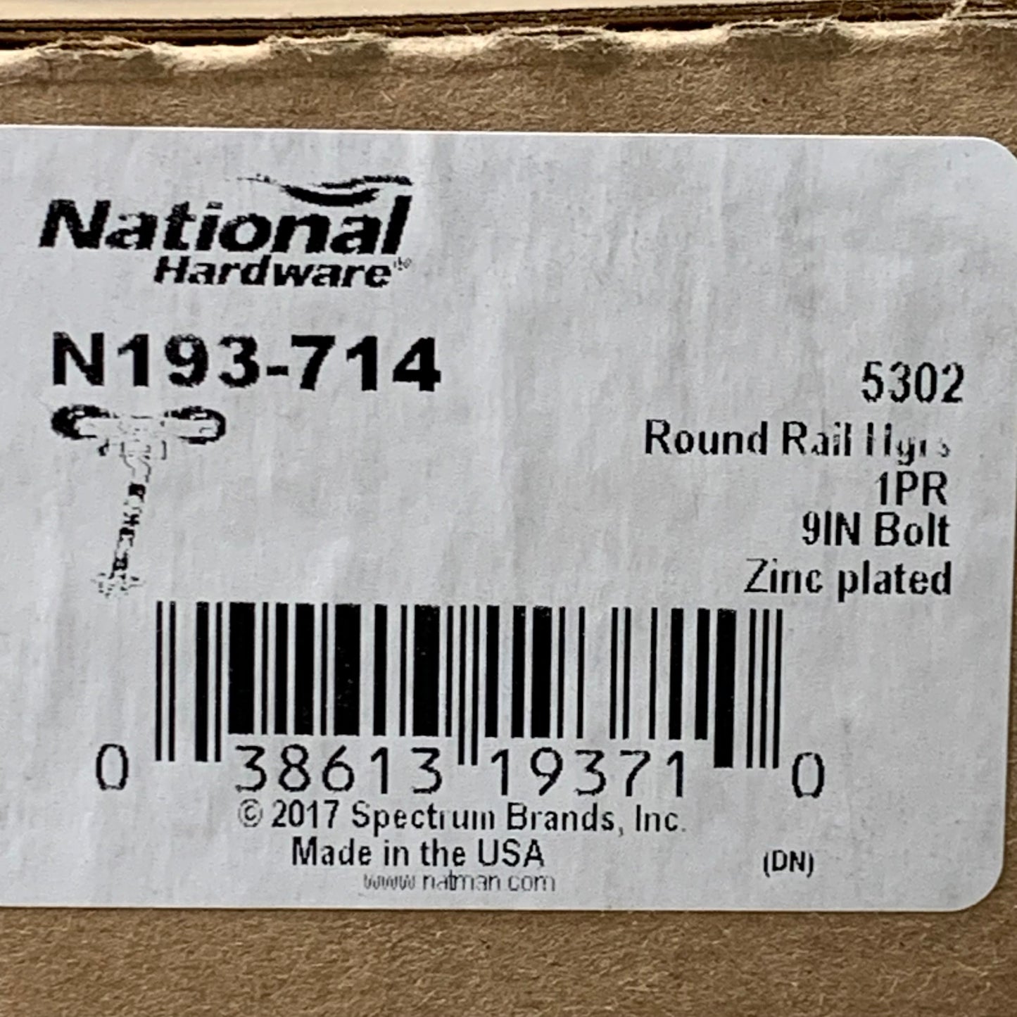 NATIONAL HARDWARE (2 PACK) Round Rail Hanger 9" Bolt Zinc Plated N193-714