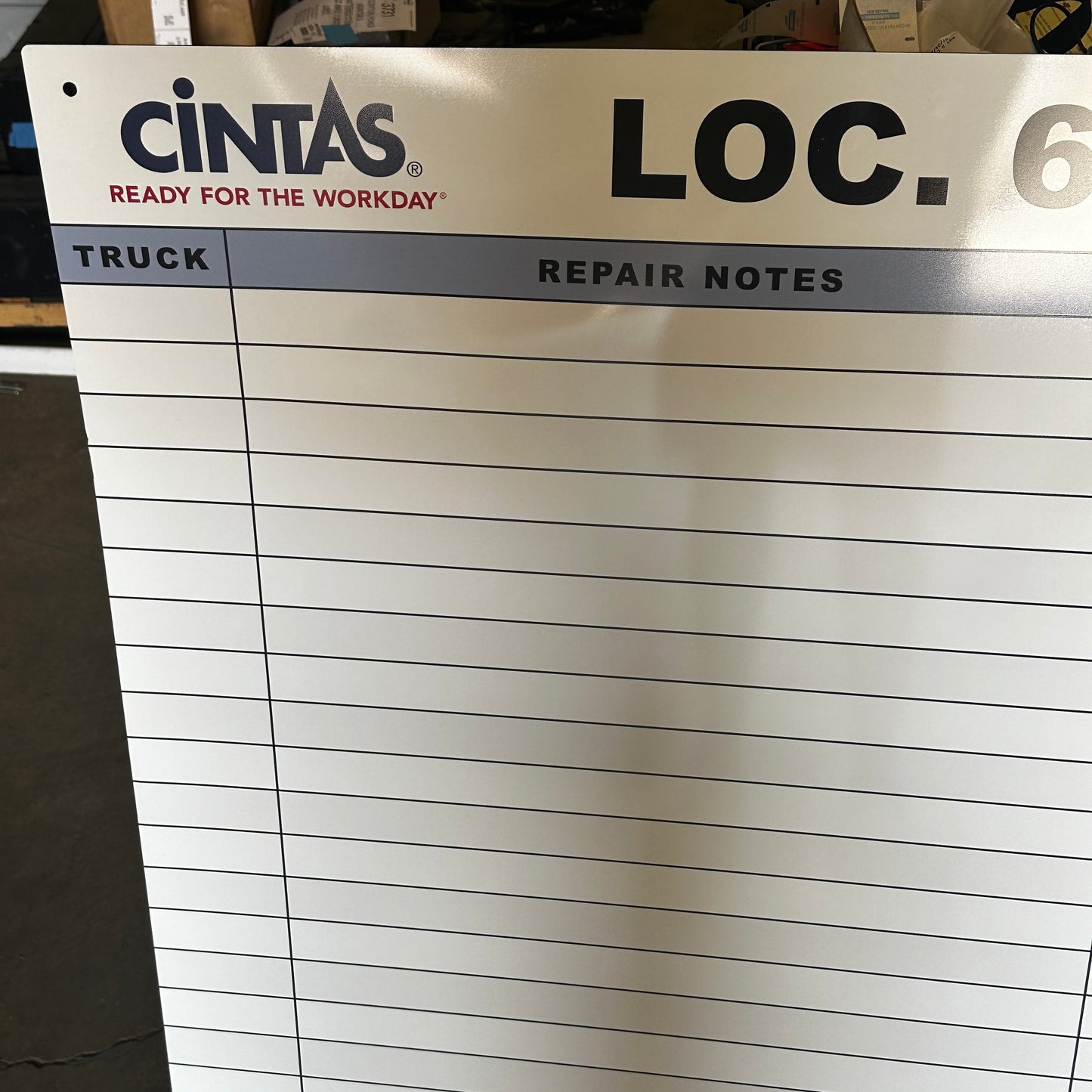 Cintas Fleet Management Whiteboard - LOC. 694 Truck Repair Notes Board Used