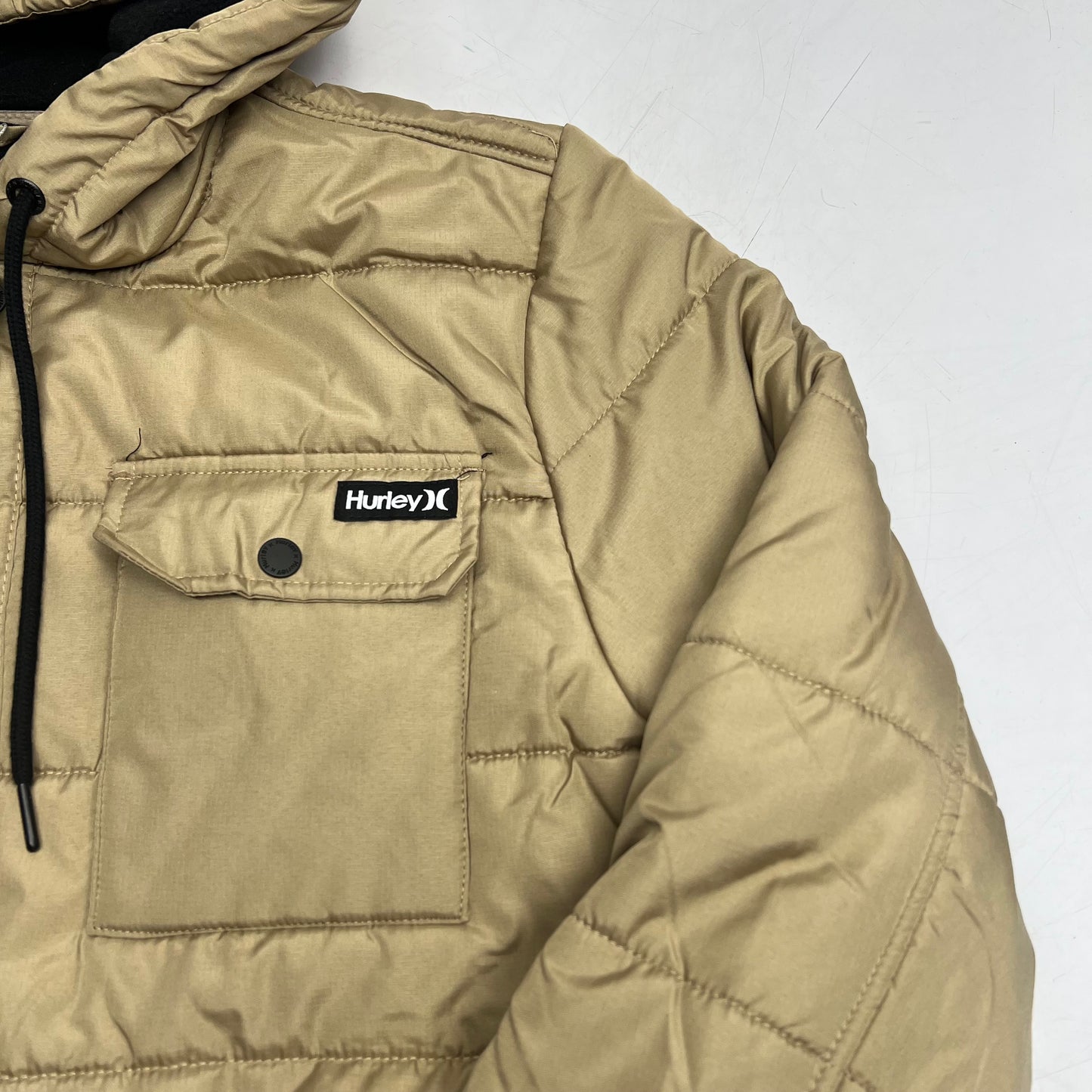 HURLEY Fanes Hooded Shirt Coat Jacket Thermal Wall Men's Sz M Khaki H6N419FE