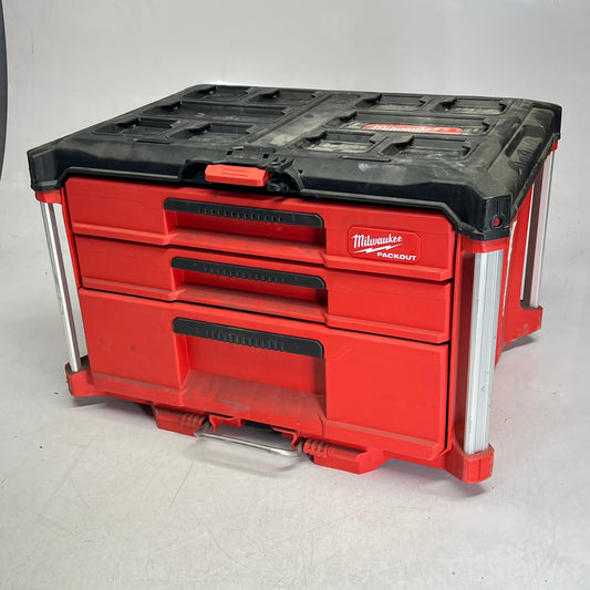 ZA@ MILWAUKEE Packout Modular 3-drawer Tool W/ Metal Reinforced Corner  Red/White |(Used)