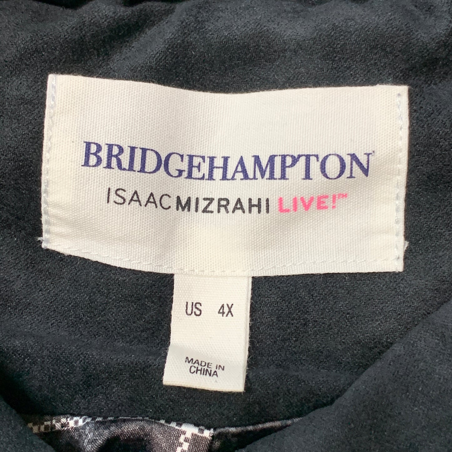 BRIDGE HAMPTON ISSAC MIZRAHI LIVE! Faux Suede Coat Full Snap Up Black Size 4X