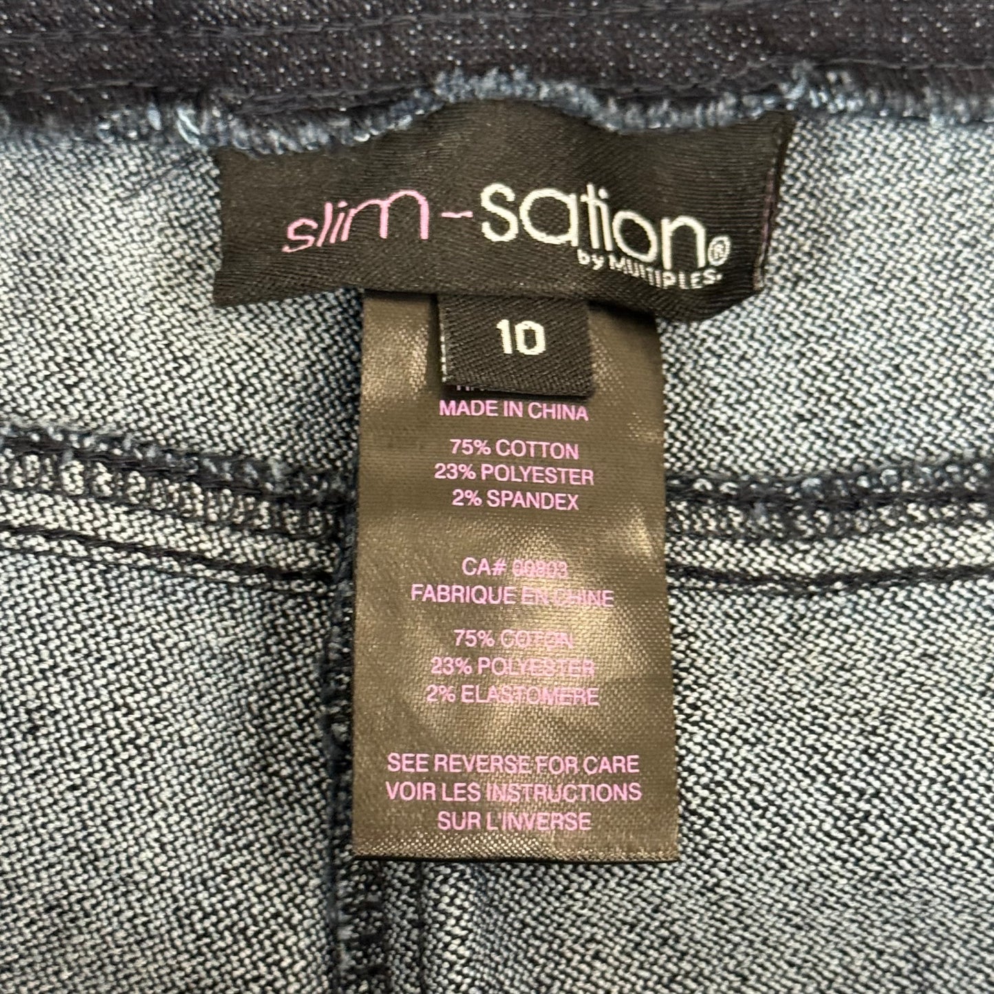 MULTIPLES Narrow Leg Pant Petite Women's Sz 10 Denim M2604P