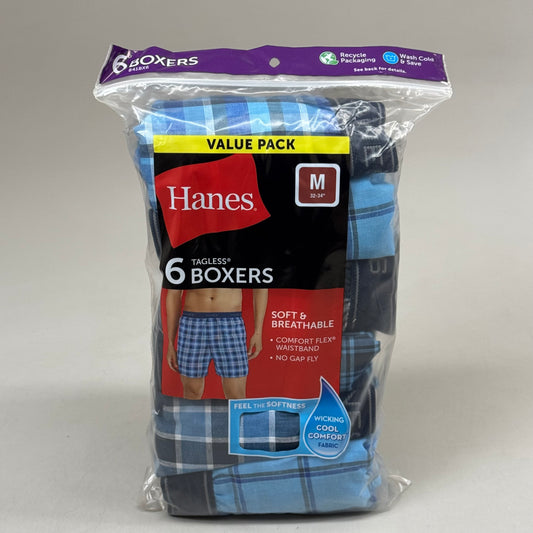 HANES (6 PACK!) Men's Cool Comfort Boxer Briefs Sz M 32-34" Blue/Navy Blue RN15763