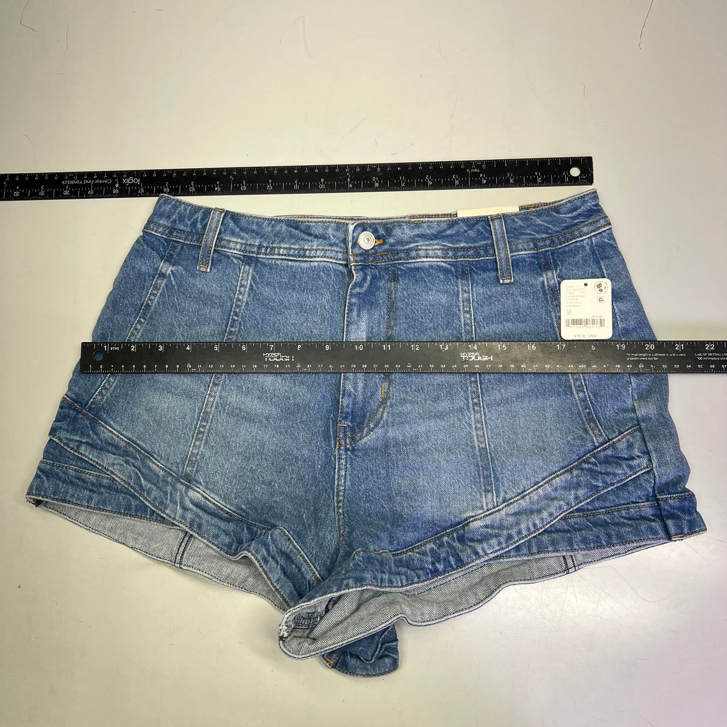FREE PEOPLE CRVY Mona High-Rise Shorts  Women's Sz 32 Power Trip Blue 89248835