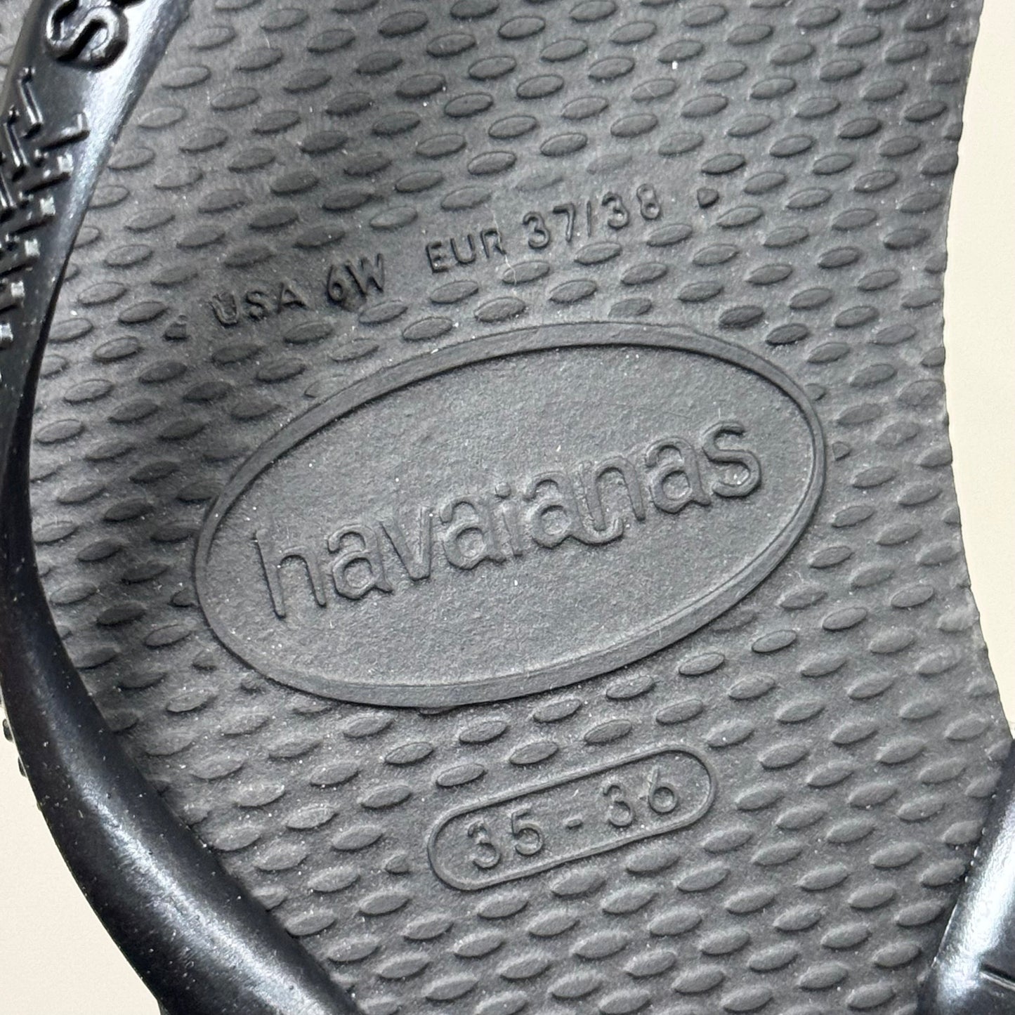 ZA@ HAVAIANAS High Quality Rubber Slim Flip Flops Non-Slip Women's 6 Black 400030 H