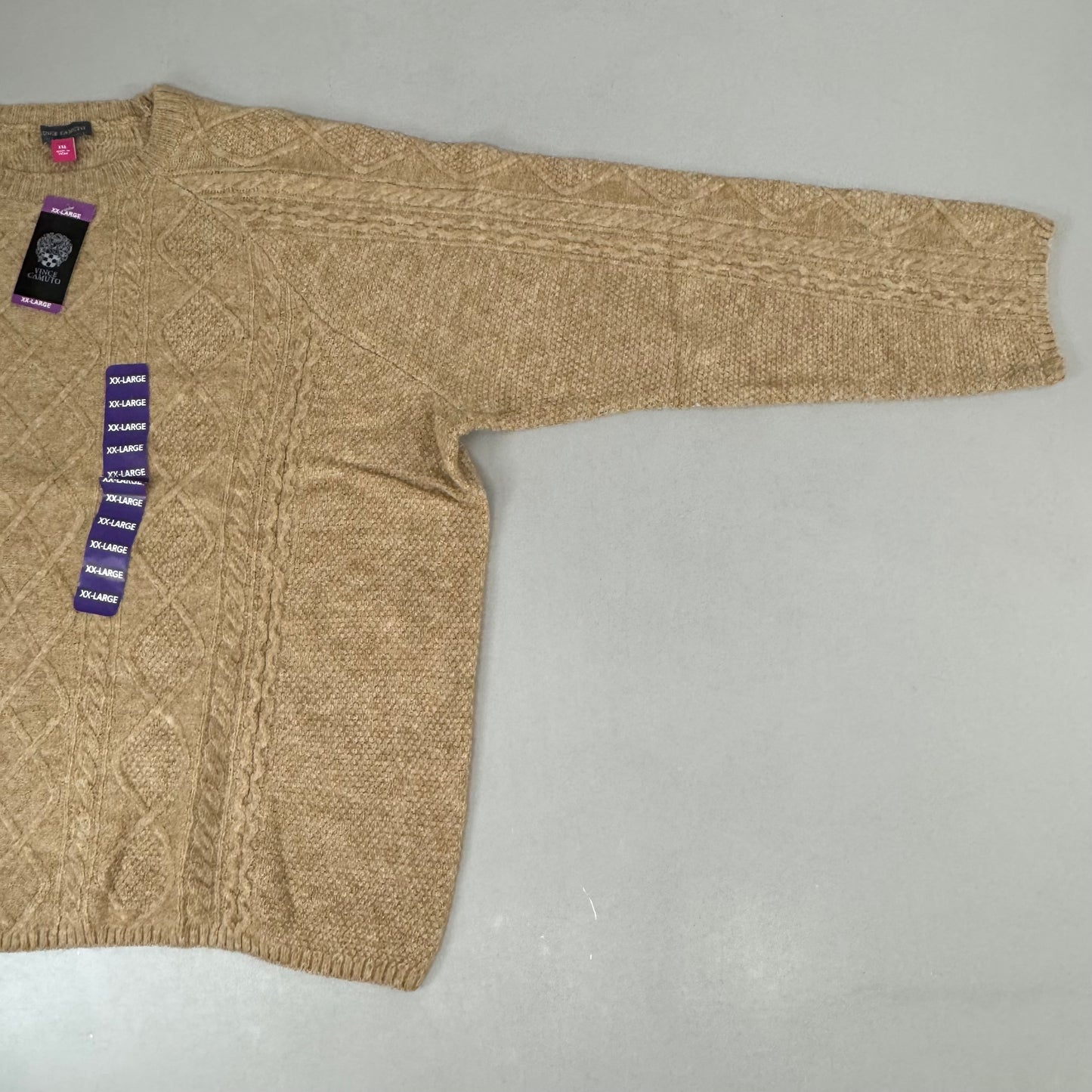 VINCE CAMUTO Cable Knit Sweater Women's Sz-XXL Latte Heather SC2895