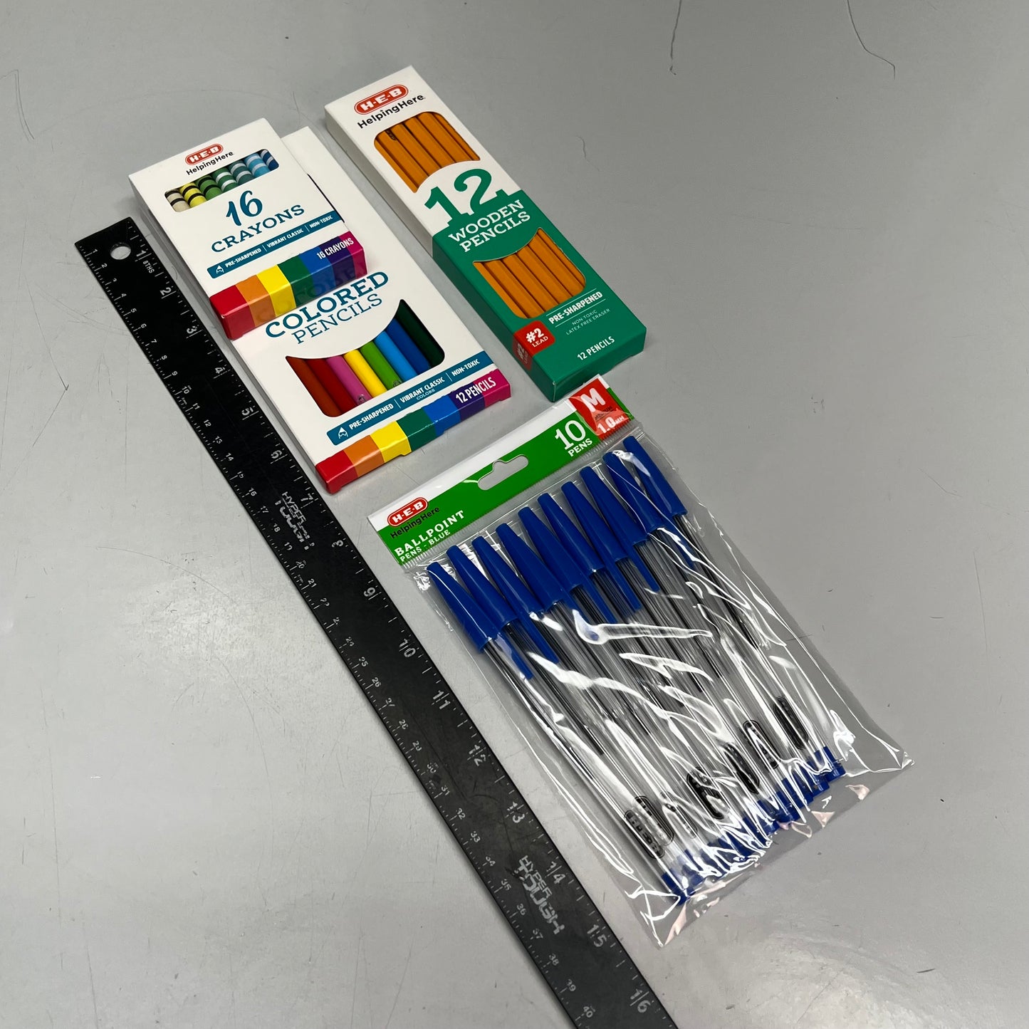 H.E.B School Supplies Set In Drawstring Backpack Clear/Black