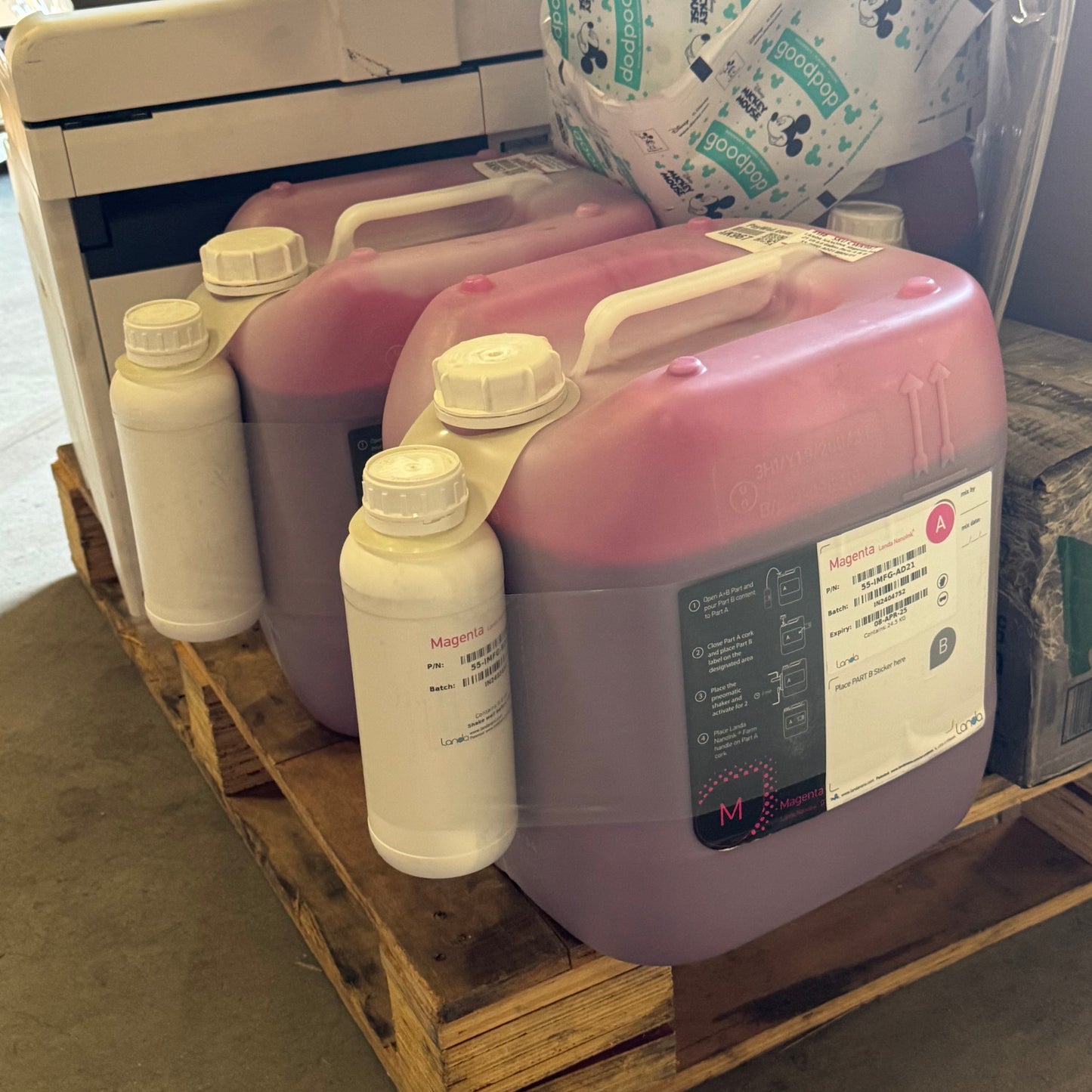 ZA@ Pallet of Magenta Ink, Printer, Cartridge Filter, Purpose Labels, Motor Oil, Etc… (AS-IS)
