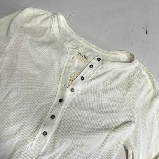 FREE PEOPLE  We the Free Jamie Henley Long Sleeve Women's Sz L White (New Other)