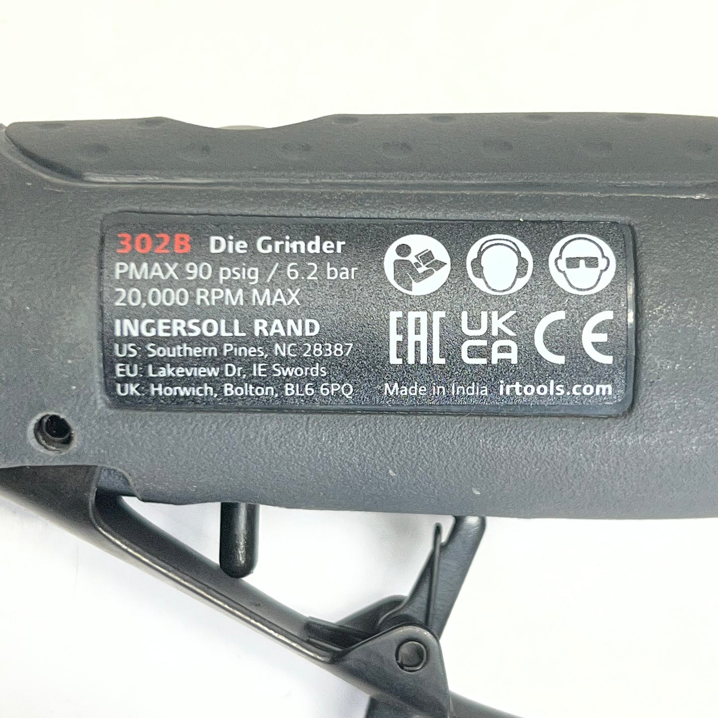 INGERSOLL RAND Right Angle Die Grinder, 1/4 in Npt Female Air Inlet, 1/4 in Collet, Medium Duty, 20,000 Rpm 6 7/8 in Grey 302B