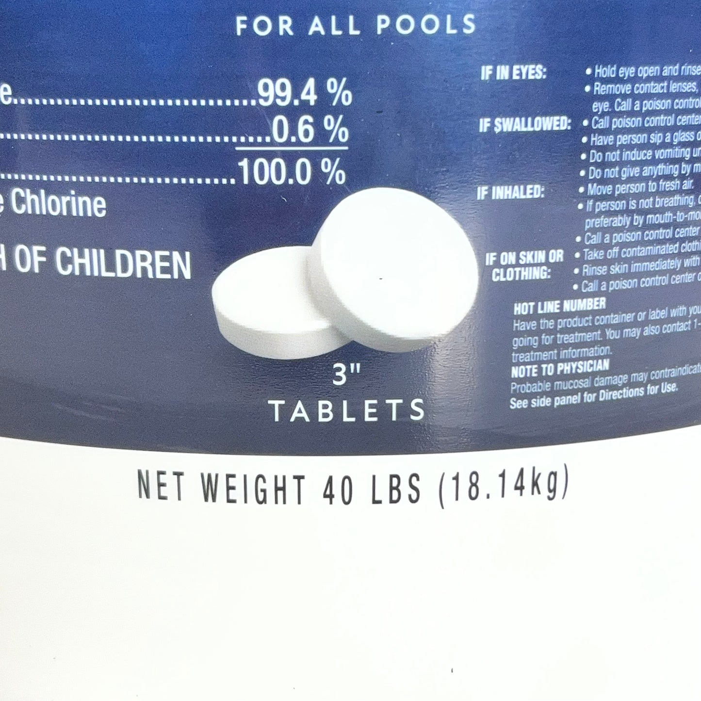 MEMBER'S MARK Chlorinating Tablets EPA REG 935-40-71421 40lb