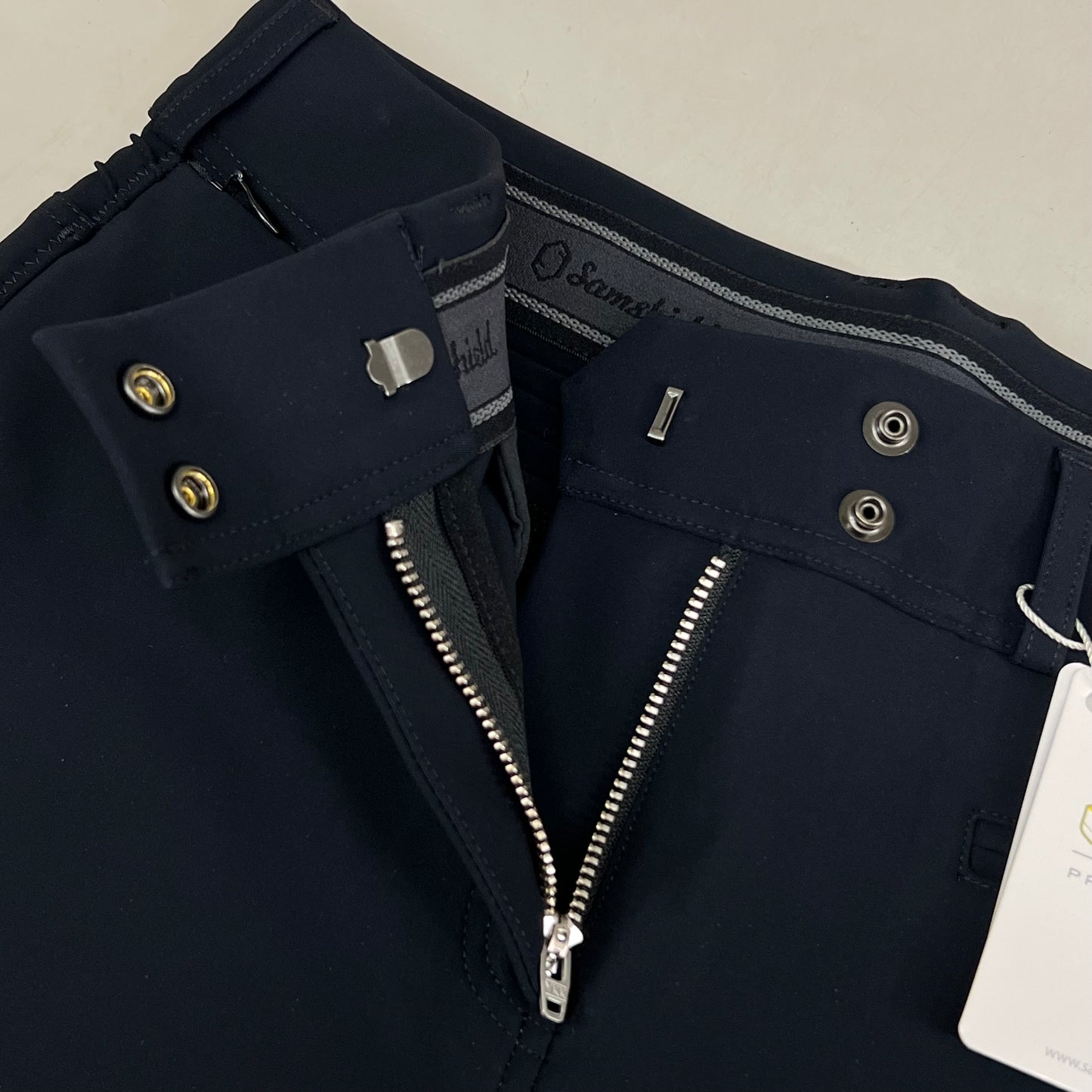 SAMSHIELD Chloe Metal Dots Equestrian Pants Women's Sz US 26, UK 8, FR 36 Black