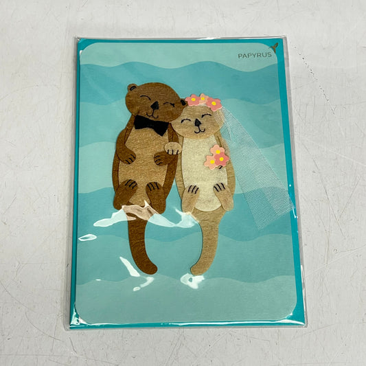 PAPYRUS (3 PACK) "Made For Each Otter" Wedding Congratulations Card 6" Blue