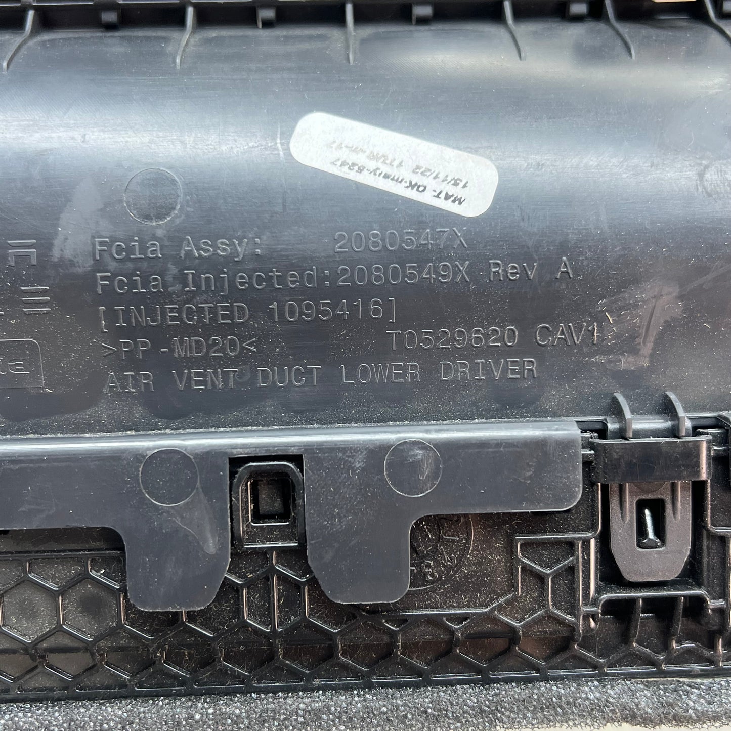 TESLA MODEL 3 19-21 Front Driver Side Dash AC Air Vent Duct Black 2080547X