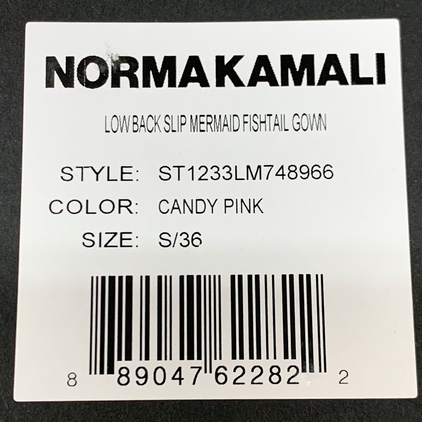 NORMA KAMALI Low Back Slip Mermaid Fishtail Gown Sz S/36 Candy Pink ST1233LM748966 (New)