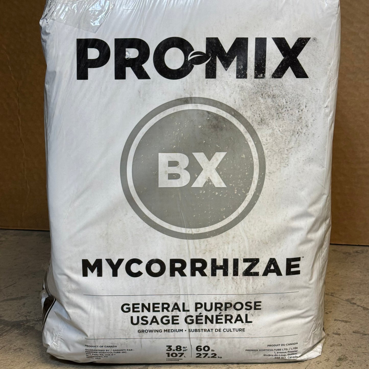 ZA@ PROMIX (60 lb Bag) Bx Growing Medium Substrat De Culture Mycorrhizae Sz 23”Hx16”Lx14”W (AS-IS, Open Bag)