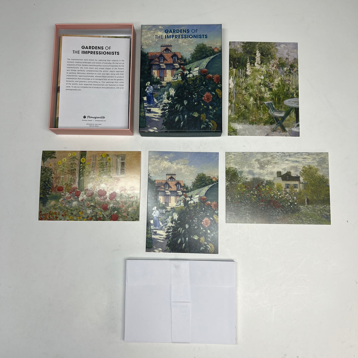 POMEGRANATE (20 PACK) Gardens Of The Impressionists Notecards W/ Envelopes 4x6"