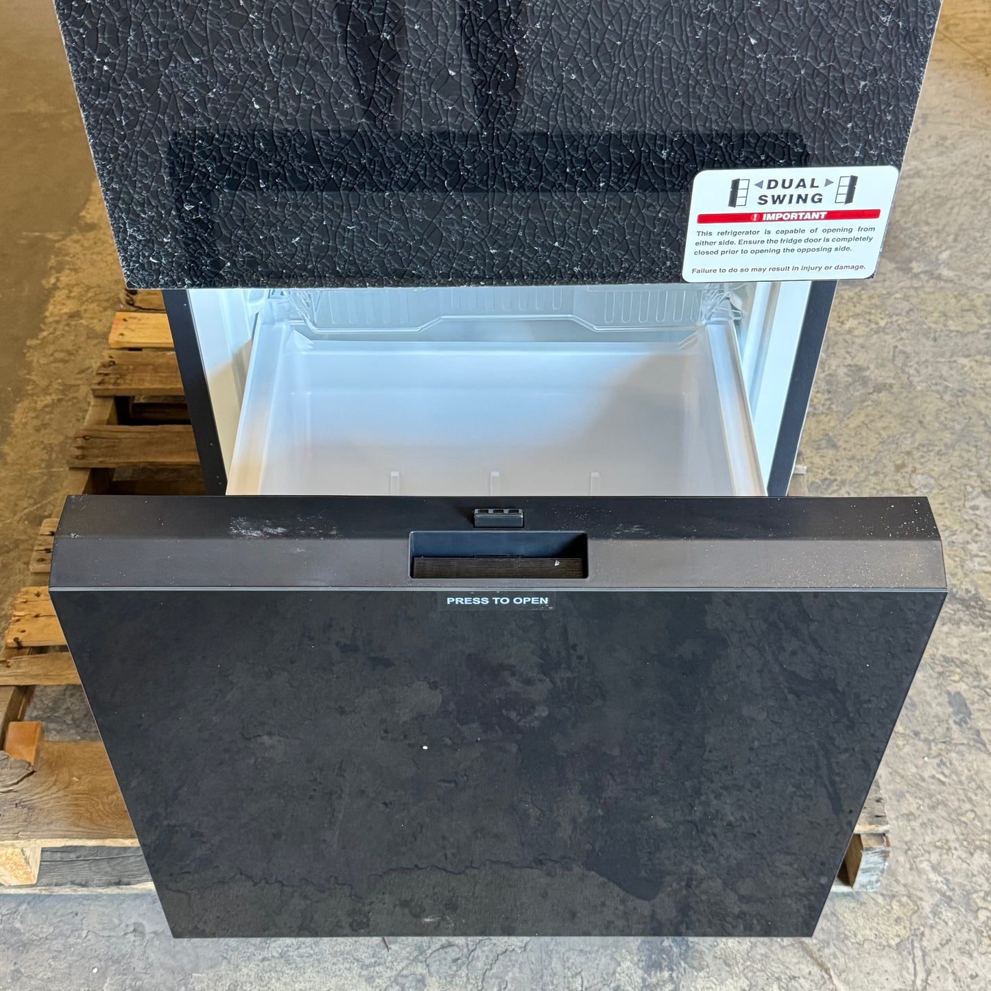 ZA@ Pallet of FURRION Arctic 10.7 CUFT BTM Drawer Freezer Black Glass, Dual Swing Door FCR10DCGBA-BG-DS (AS-IS, Damaged)