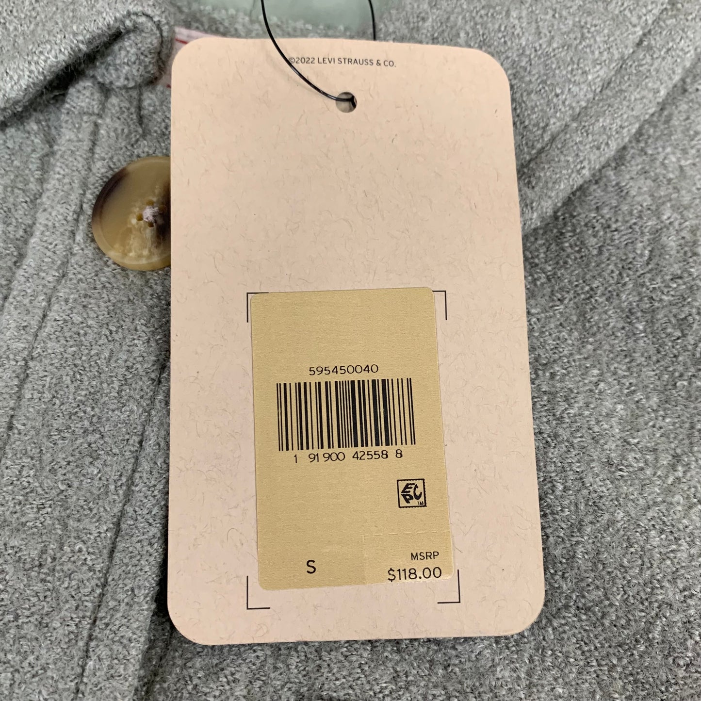 LEVI'S Front Button Cropped Jacket W/ Laydown Collar Women's Small Tea Green 595450040