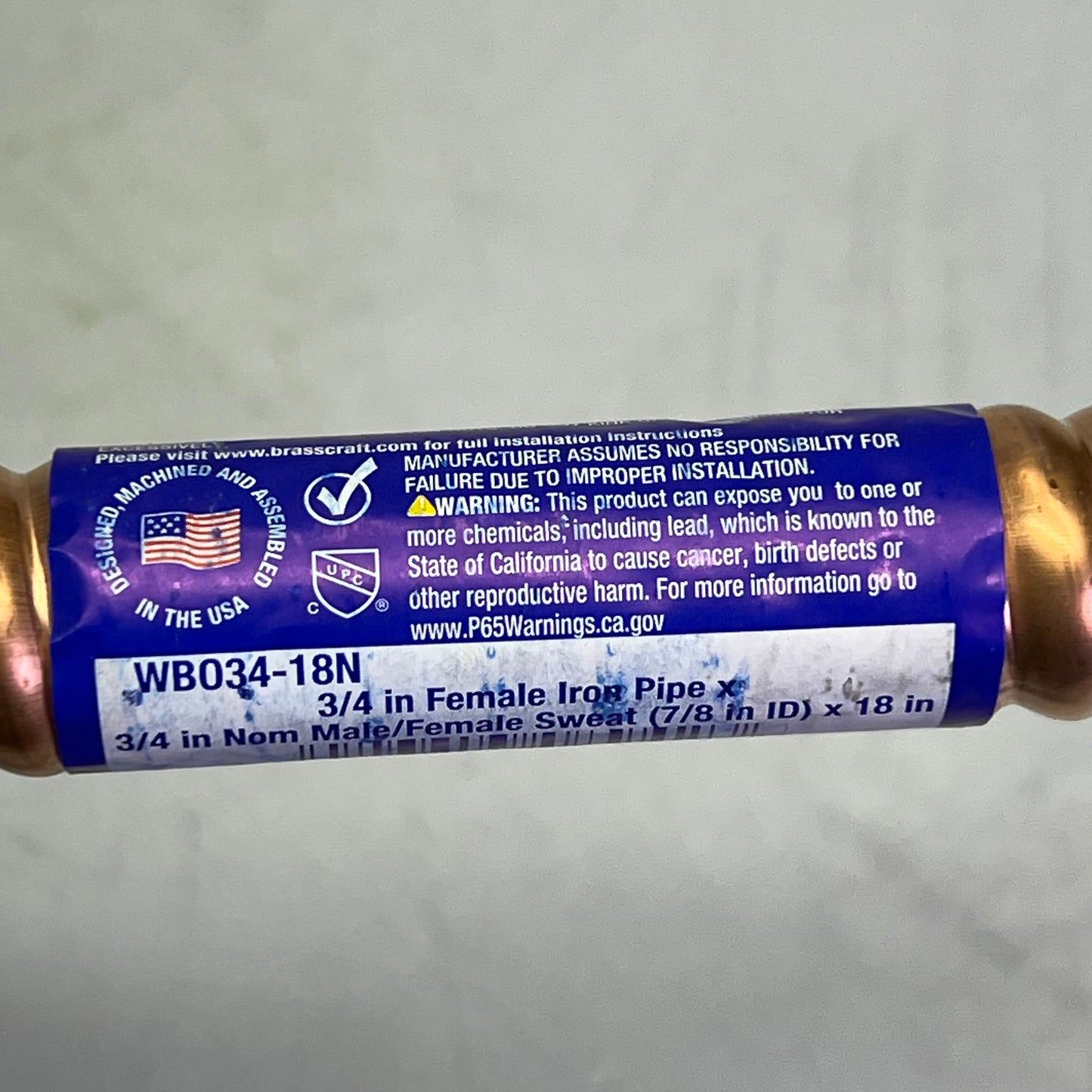 BRASS CRAFT (2 PACK) Copper Corrugated Hose 7/8" OD 3/4" FIPX3/4" Nom 18" L