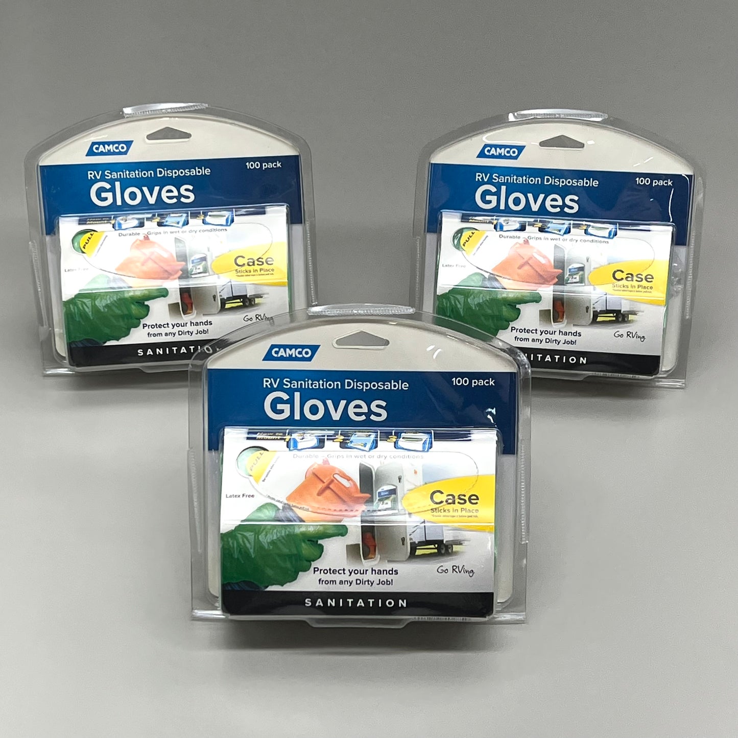 CAMCO (3 PACK) Disposable RV Sanitation Gloves One Size Fits all 100 Count Green 40285