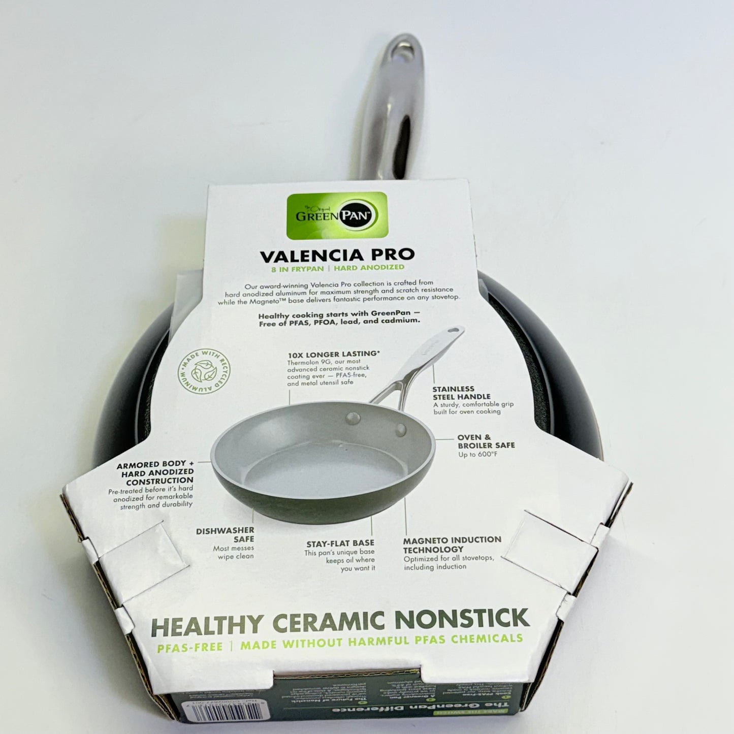 THE ORIGINAL GREEN PAN Valencia Pro 8" Frypan Ceramic Nonstick Gray PFAS Free