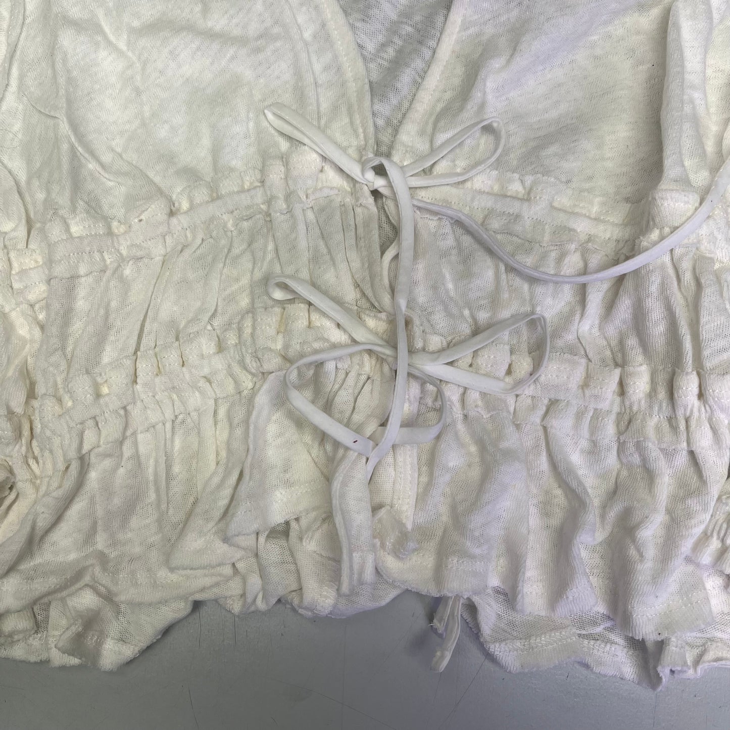 FREE PEOPLE Breezy Beachy Cotton Linen Let's Go Blouse Women's Sz M Ivory