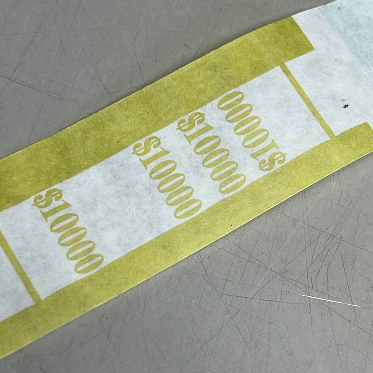 (1000 PACK) Self Adhesive Currency Straps Self Sealing $10,000.00 White/Yellow 9419-0057